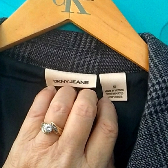 DKNY ⚜️CROPPED PEPLUM HAUTE COUTURE ⚜️ GLENPLAID BLAZER "Cape" Sz Medium - Picture 3 of 16